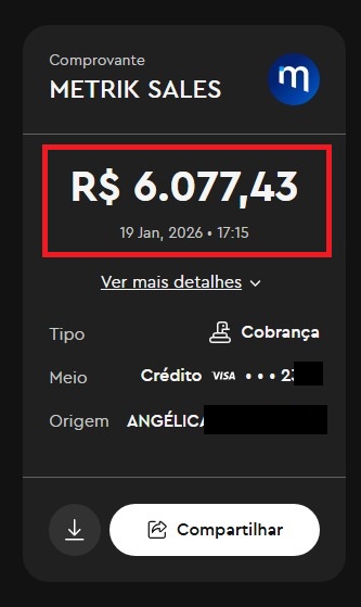 Comprovante: R$6.077